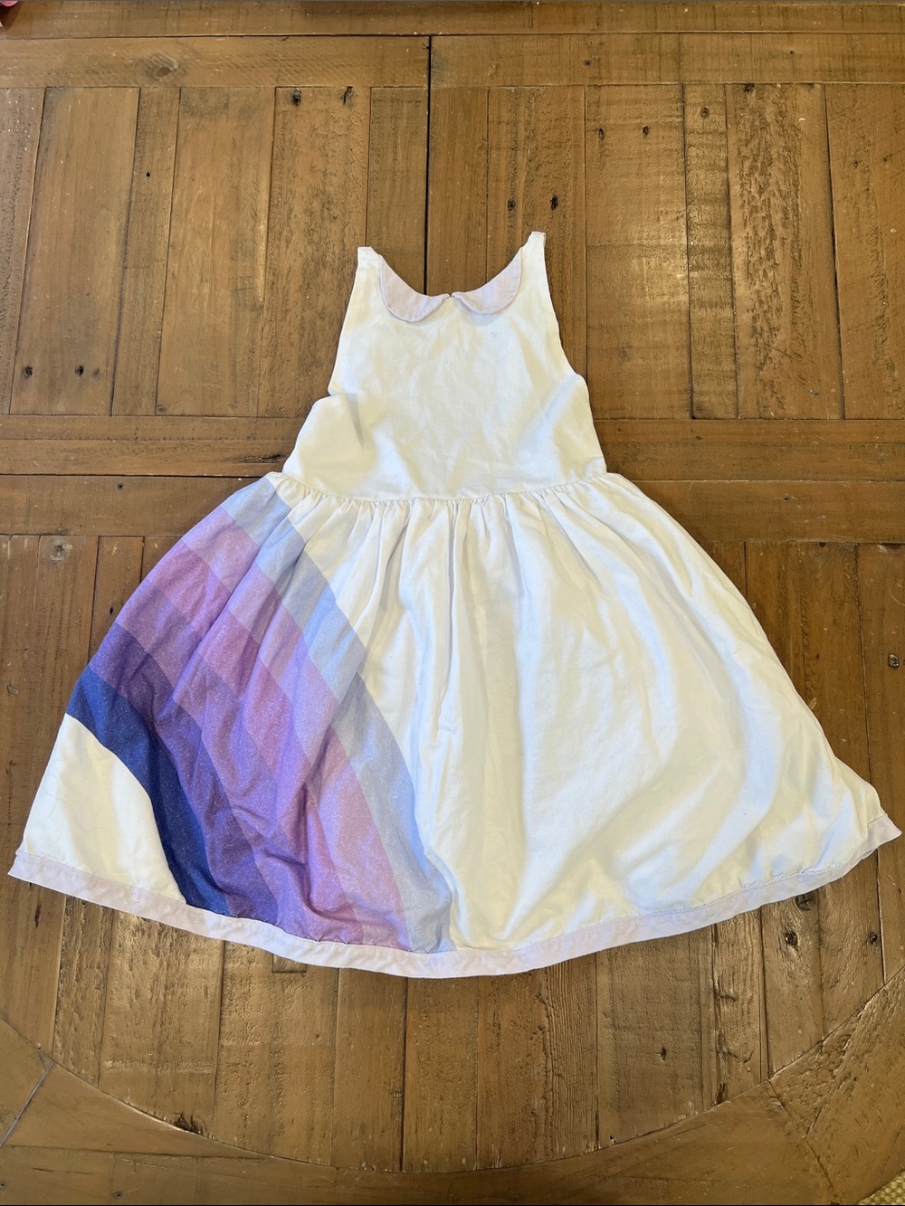 Pleiades purple rainbow Peter Pan collar fit and flare dress girls 6